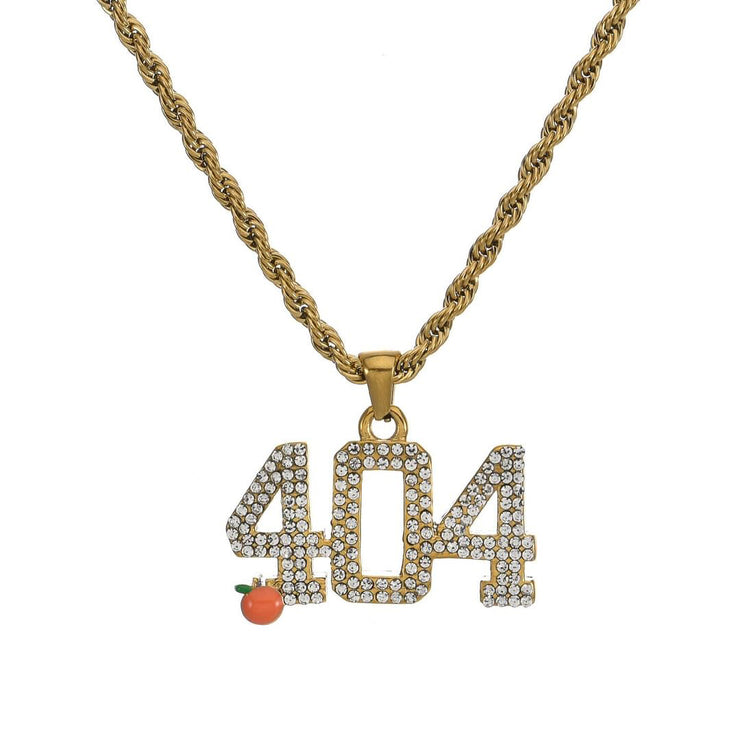 404 Gold Pendant and Rope Chain