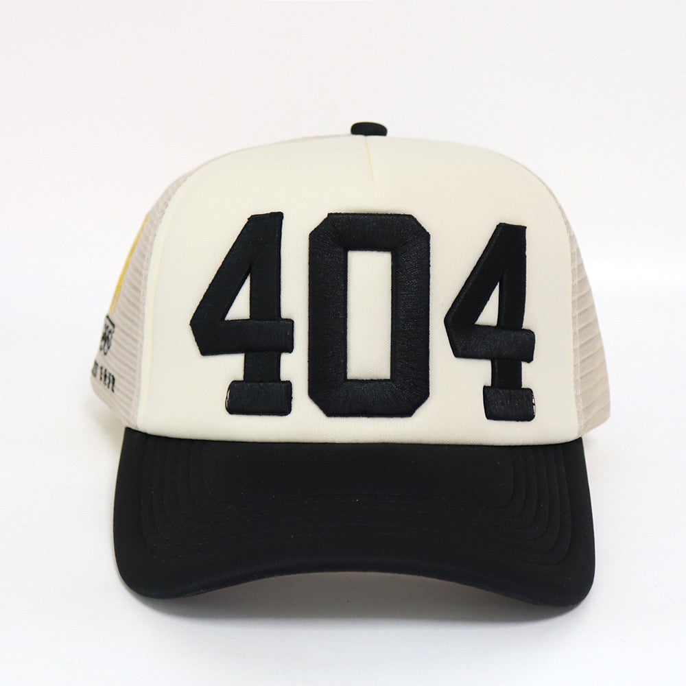 404 Cream/BLK Trucker Hat – BLK FRVR