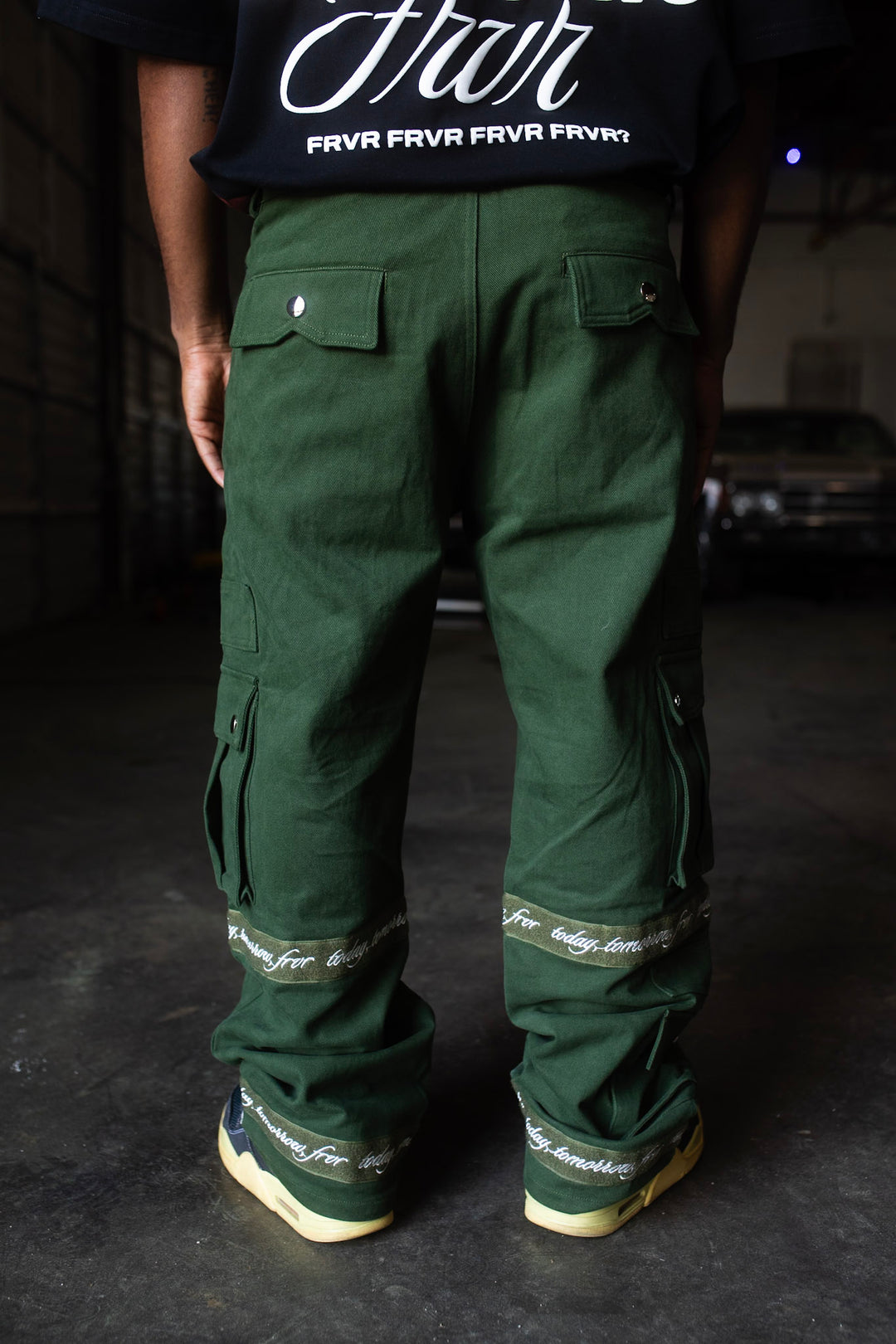 Today Tomorrow FRVR Olive Green Cargo Pants - Baggy Fit | BLK FRVR