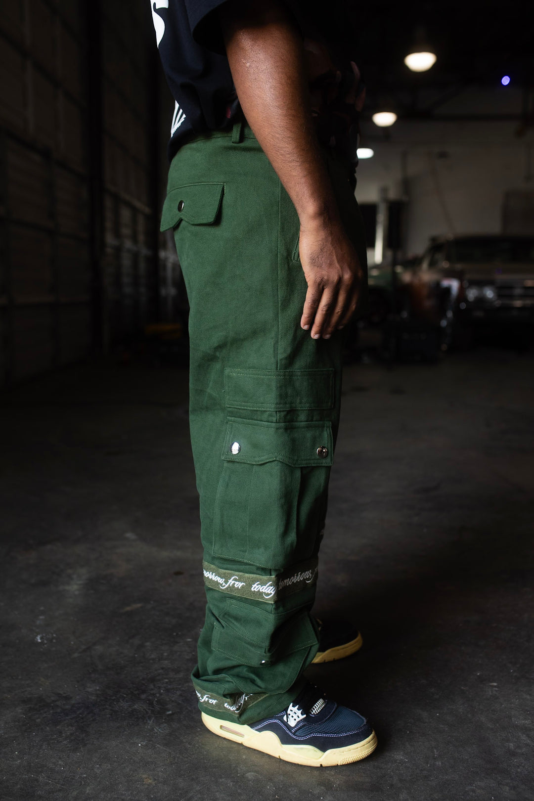 Today Tomorrow FRVR Olive Green Cargo Pants - Baggy Fit | BLK FRVR
