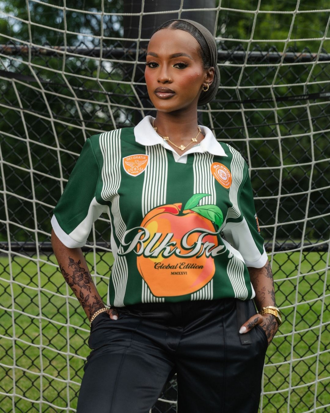 FIRULA サッカー ユニフォーム シャツ ブラック ホワイト GA Peach Global Edition Soccer Jersey – BLK FRVR