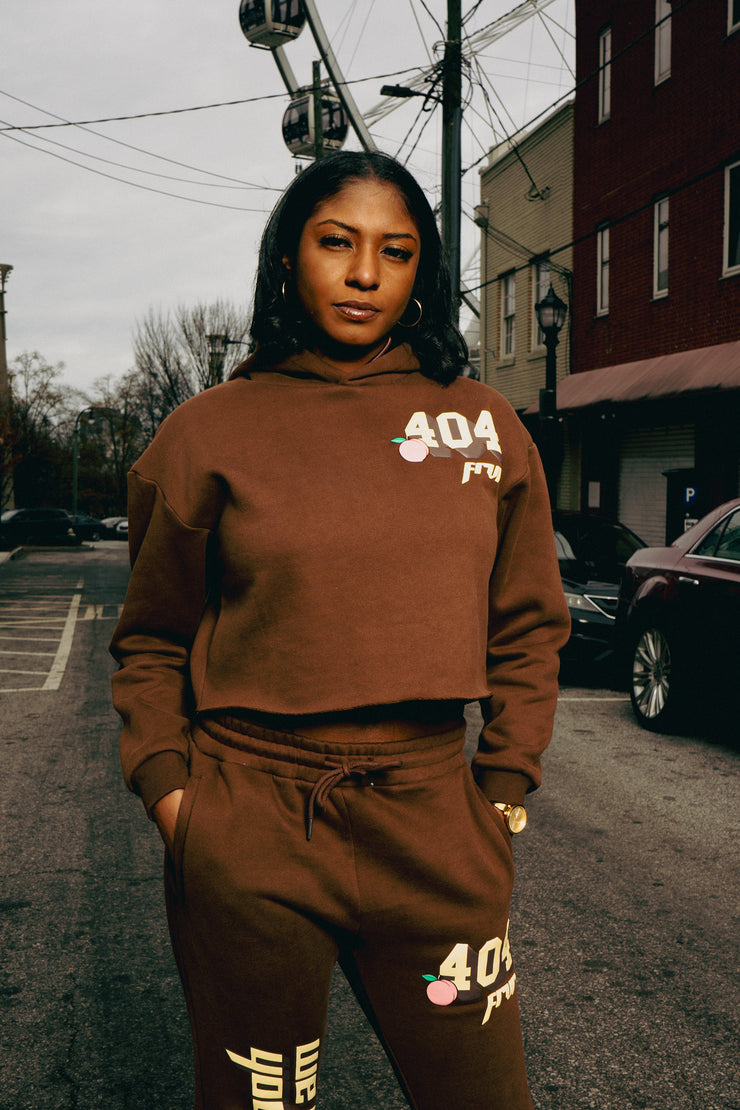 404 FRVR Chocolate Cropped Hoodie BLK FRVR