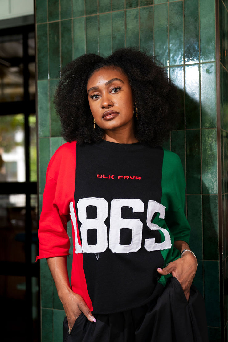 1865 Juneteenth Heavyweight Cropped Crew | Red Black Green Tri