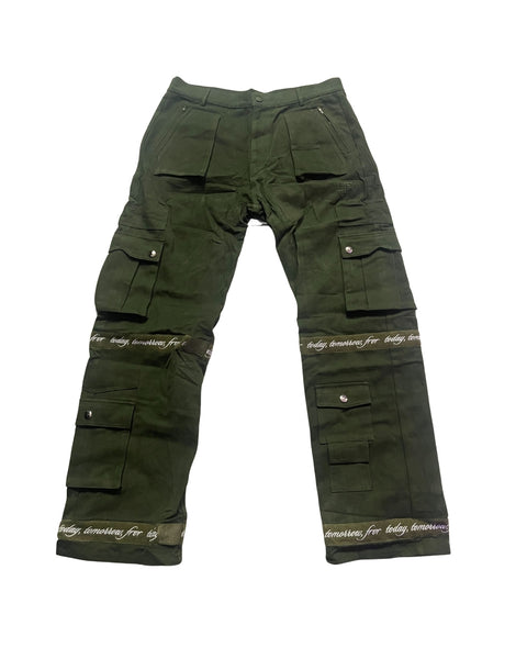 Today Tomorrow FRVR Olive Green Cargo Pants - Baggy Fit | BLK FRVR